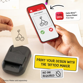 CEACO Hello Blink tattoo being created using app and device showing fast, fun process
