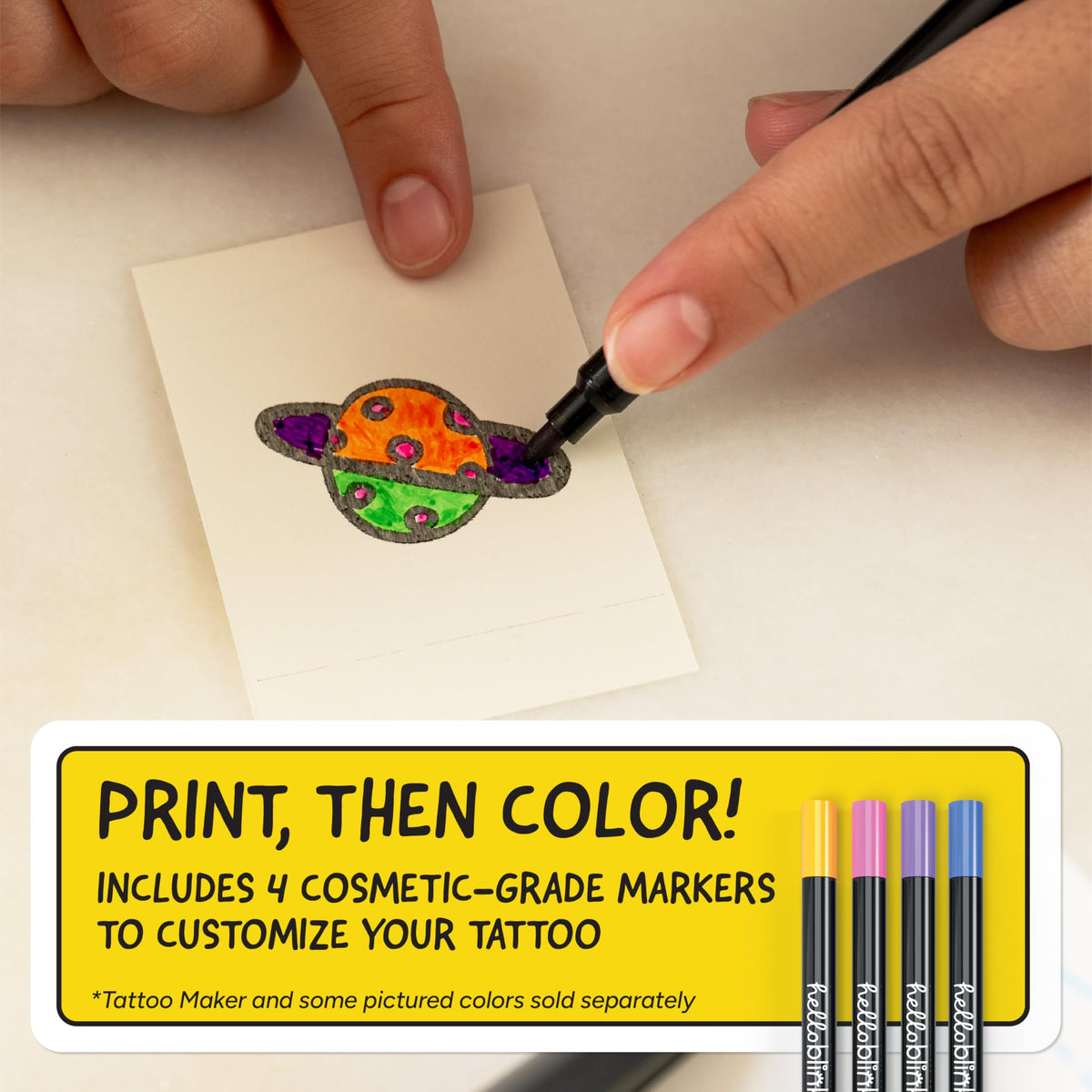 CEACO Hello Blink transfer sheet beside a ruler to show size and exact placement benefit