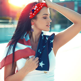 CEALXHENY close-up of beaded 'USA' detail highlighting patriotic lettering and visual sparkle