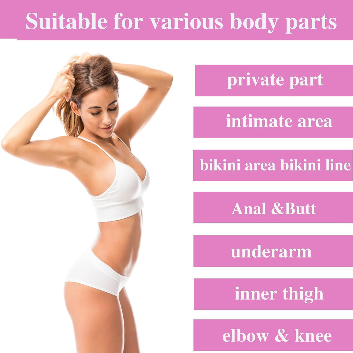 Ceavo used on bikini area to illustrate targeted tone-improvement benefits