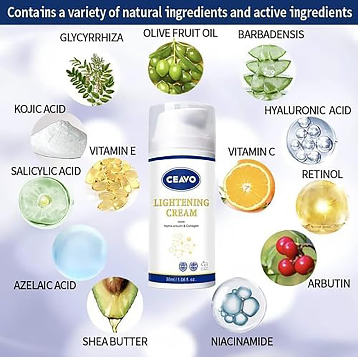 Ceavo label close-up listing key ingredients and directions