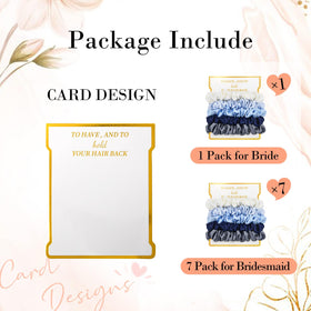 CEELGON five scrunchies on a gold-foil card illustrating curated bridesmaid set