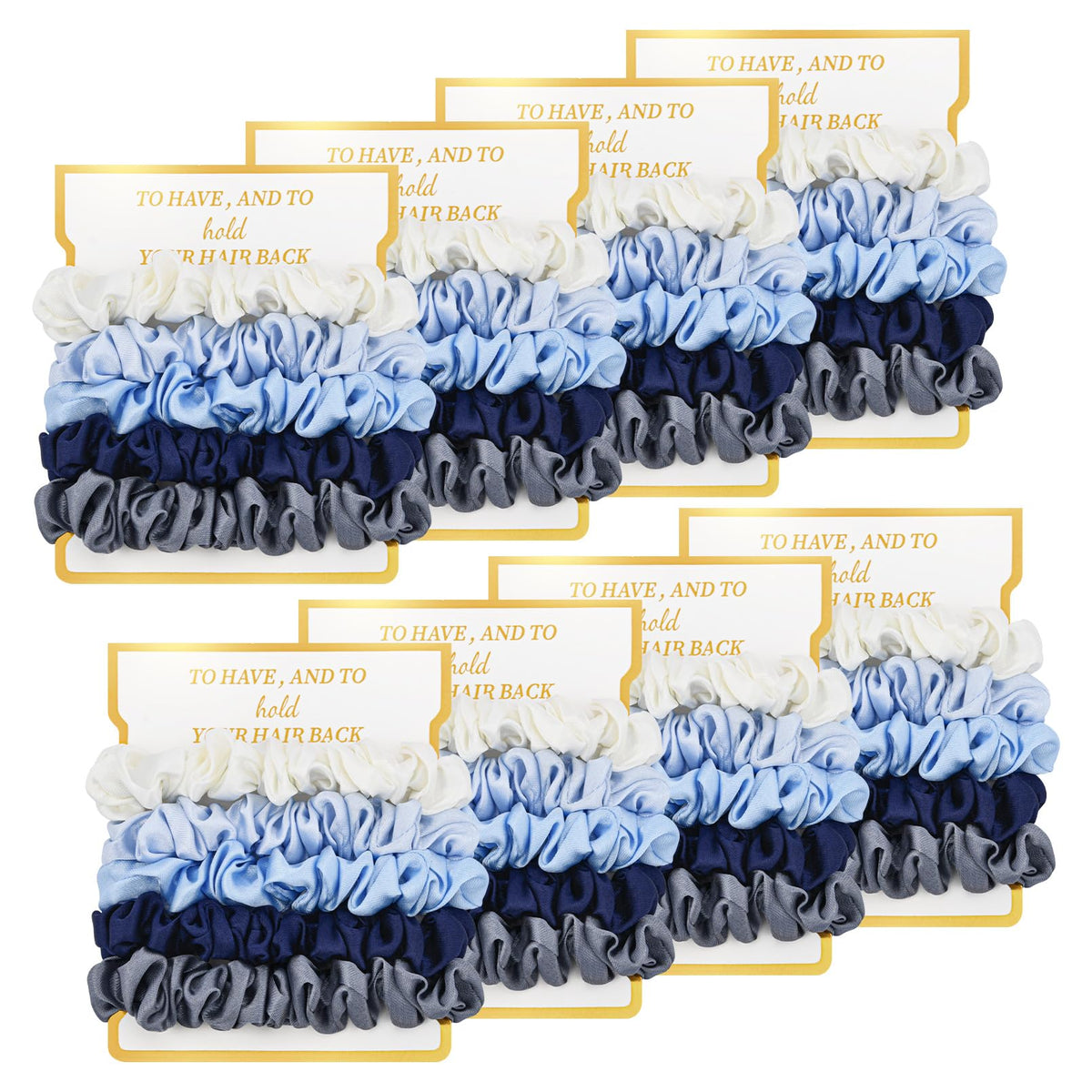 CEELGON front card display showing gradient-blue scrunchies and gift-ready presentation