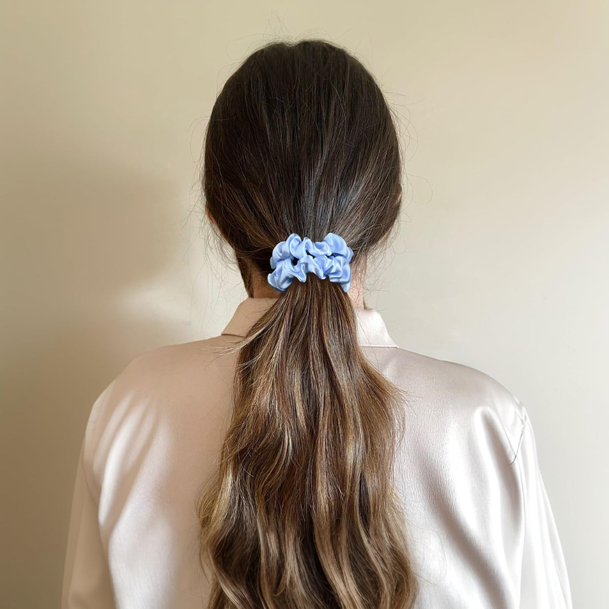 CEELGON scrunchies worn with bridesmaid robes showing coordinated celebration styling