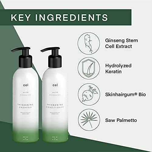 cel bottle label close-up highlighting stem cell and biotin features