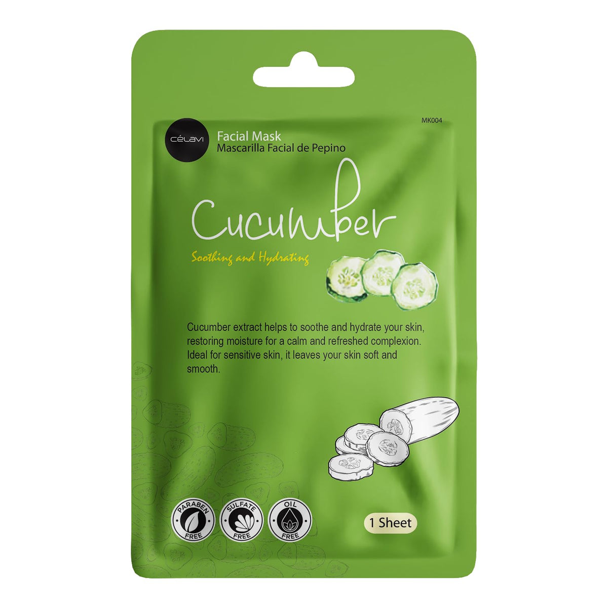 Celavi Cosmetics cucumber sheet mask cooling effect on skin
