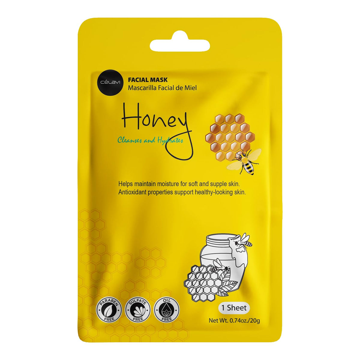 Celavi Cosmetics honey sheet mask detail adding visible hydration