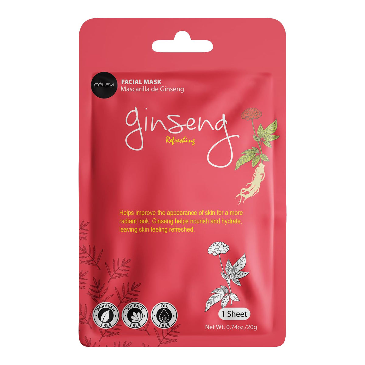 Celavi Cosmetics pomegranate sheet mask close-up for brightening