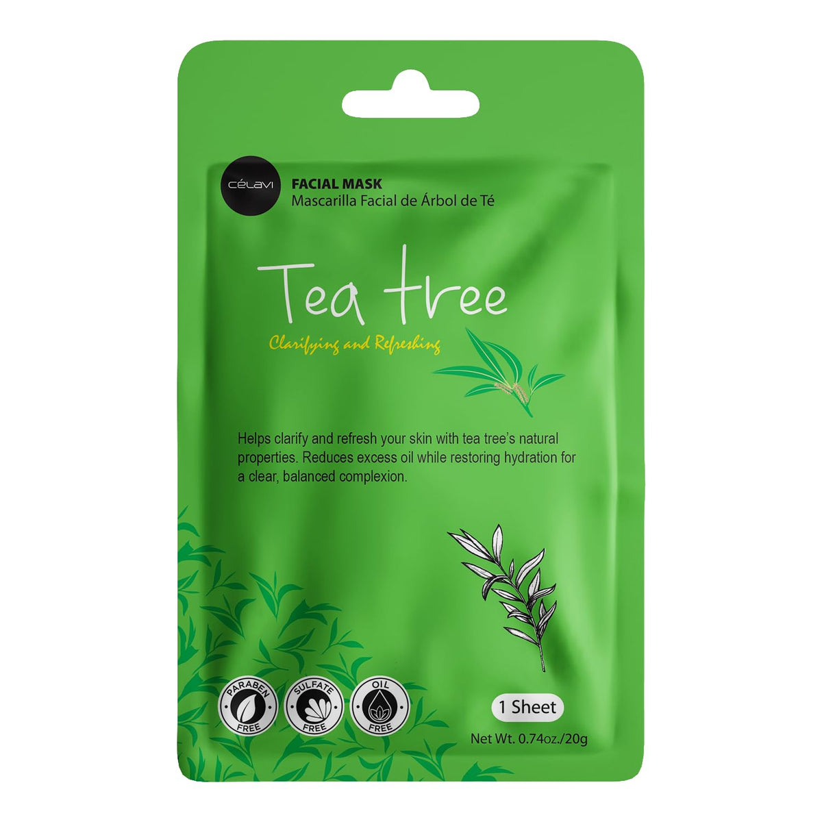 Celavi Cosmetics tea tree sheet mask close-up soothing oily skin