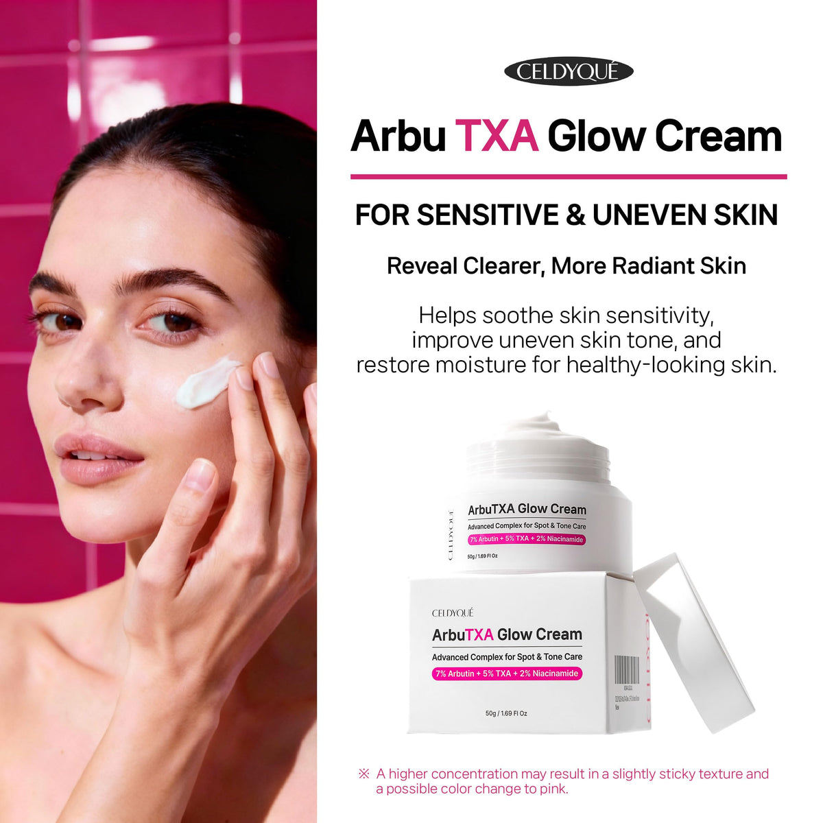 CELDYQUE cream dispensed on hand demonstrating smooth blendability