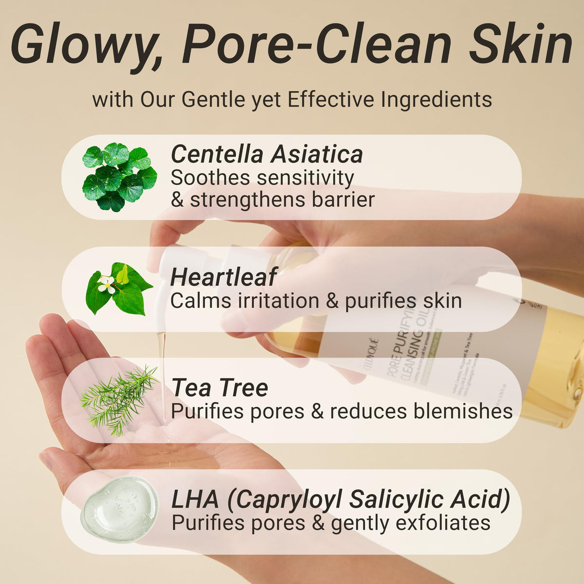 CELDYQUE ingredients label highlighting LHA and botanical blend, transparency benefit