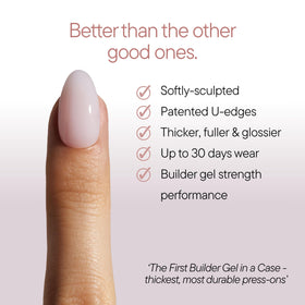 Celebritips Bare Milk nails on hand showing wearable natural almond benefit