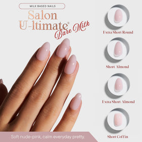 Close-up of Celebritips short almond nails highlighting salon finish