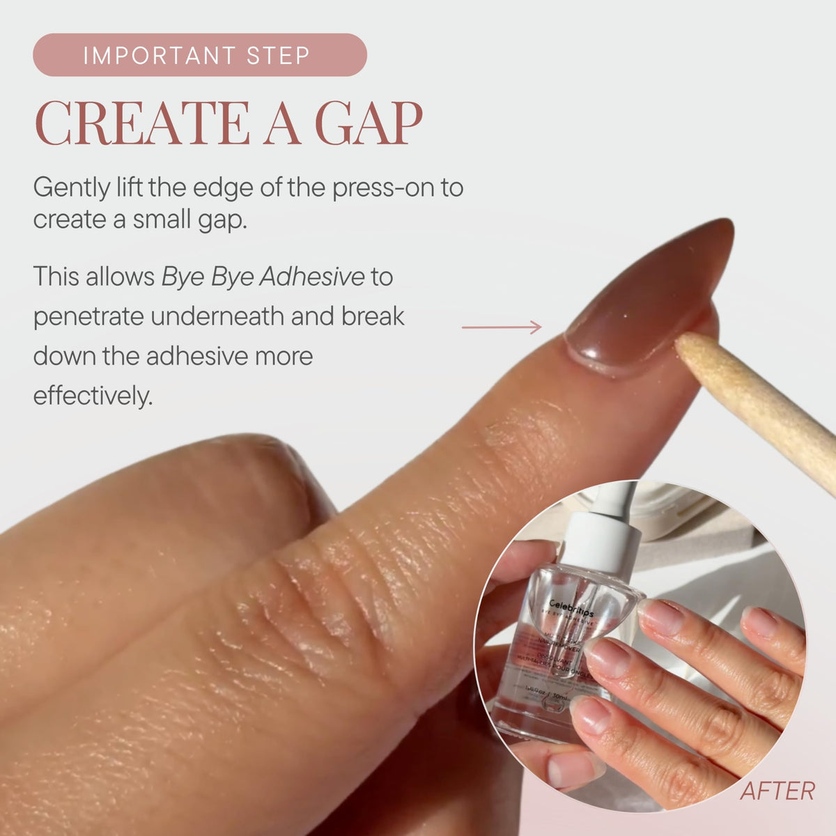 Celebritips before and after press-on removal showing clean natural nails