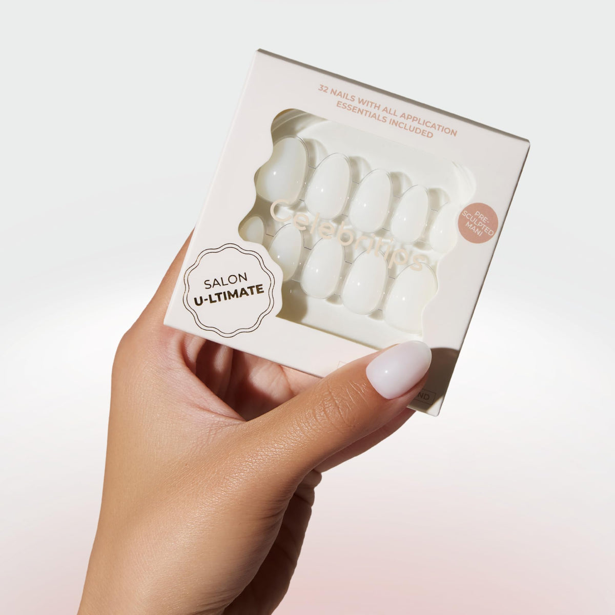 Celebritips sheer milk front packaging showing kit and branding benefit: ready-to-use manicure