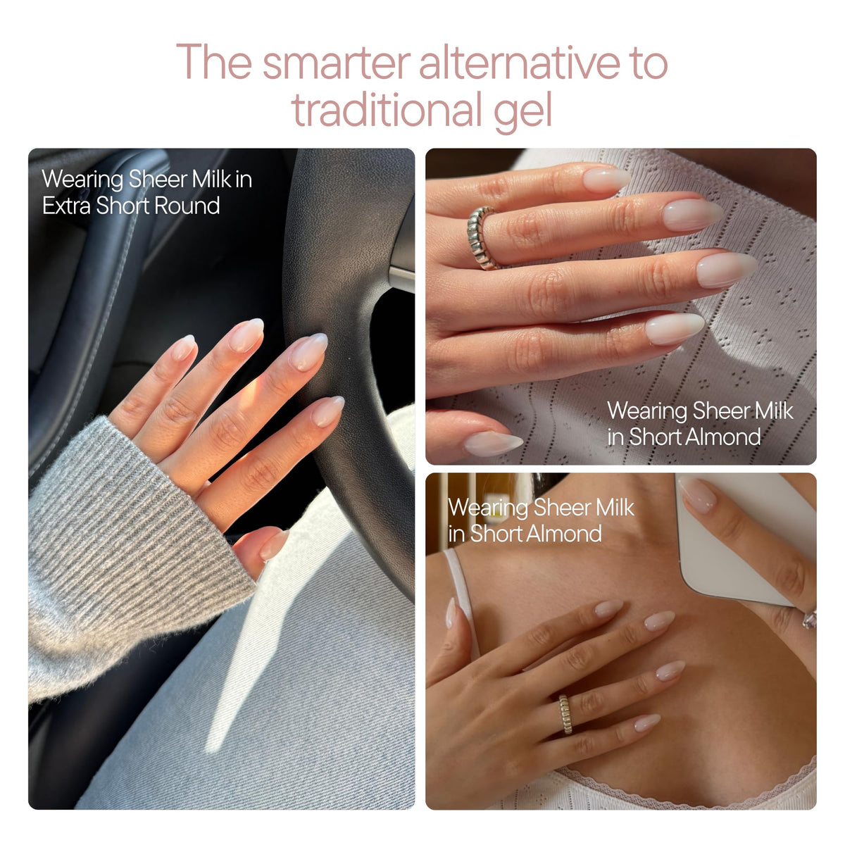 Celebritips sheer milk kit contents laid out showing 32 nails and accessories for full application