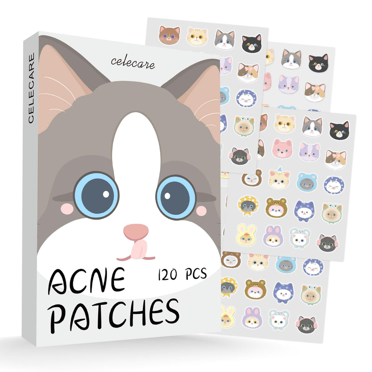 CELECARE front packaging showing cute cat patch variety and benefits