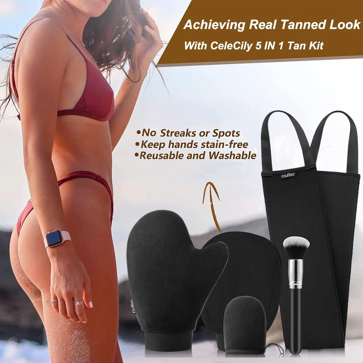 CeleCily lifestyle bathroom vanity setup for convenient at-home tanning