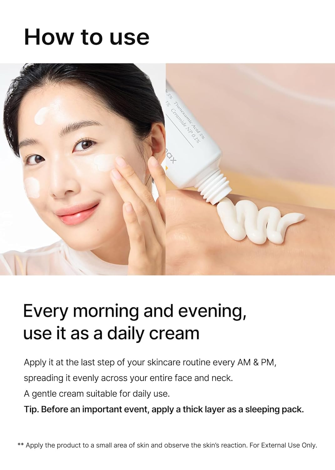 celimax ingredient label highlighting niacinamide and tranexamic acid
