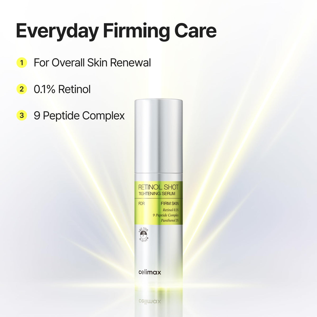 celimax product label and ingredients list emphasizing peptide and vitamin A benefit