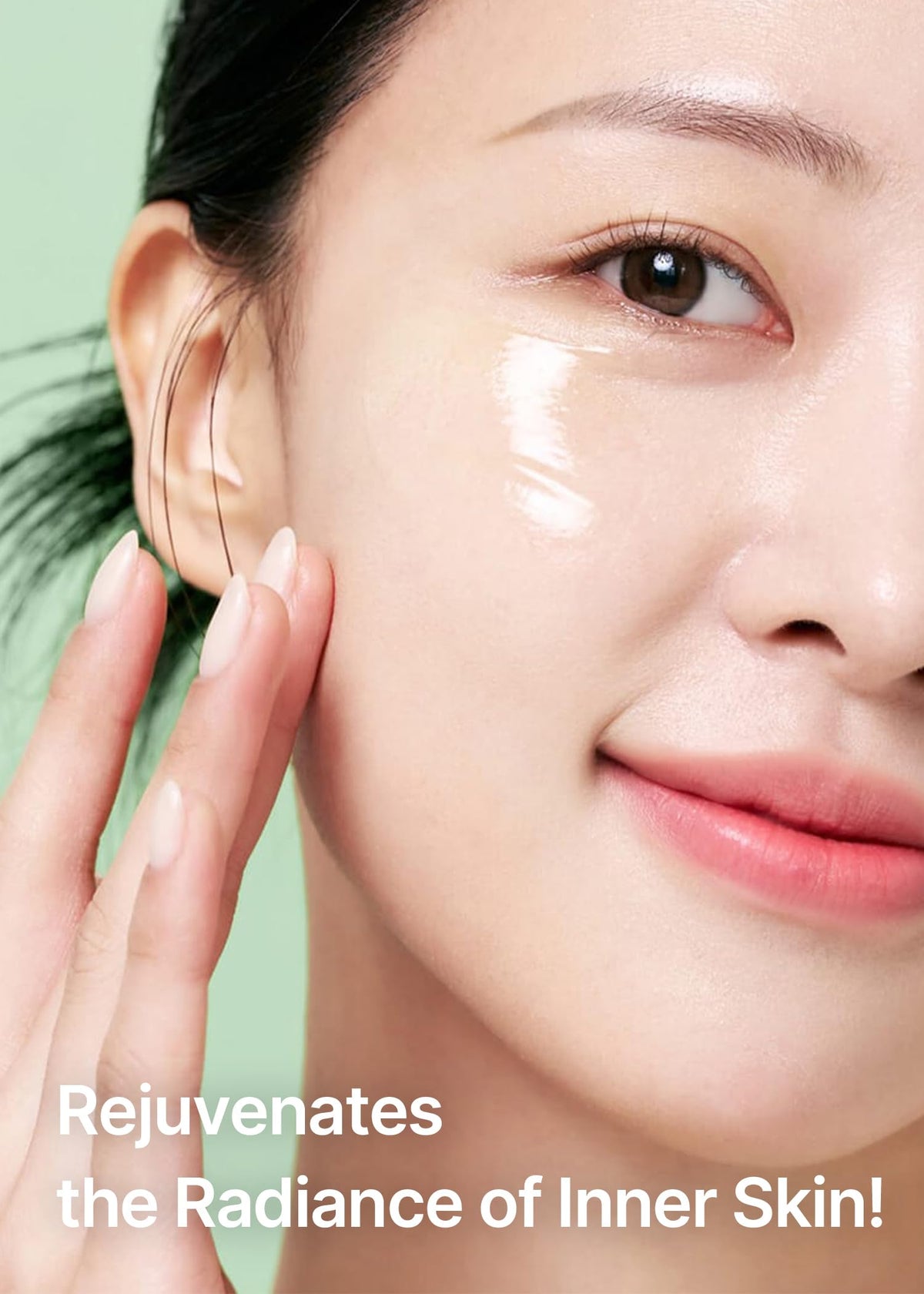 celimax noni ampoule applied to cheek showing smooth, hydrated-looking skin result