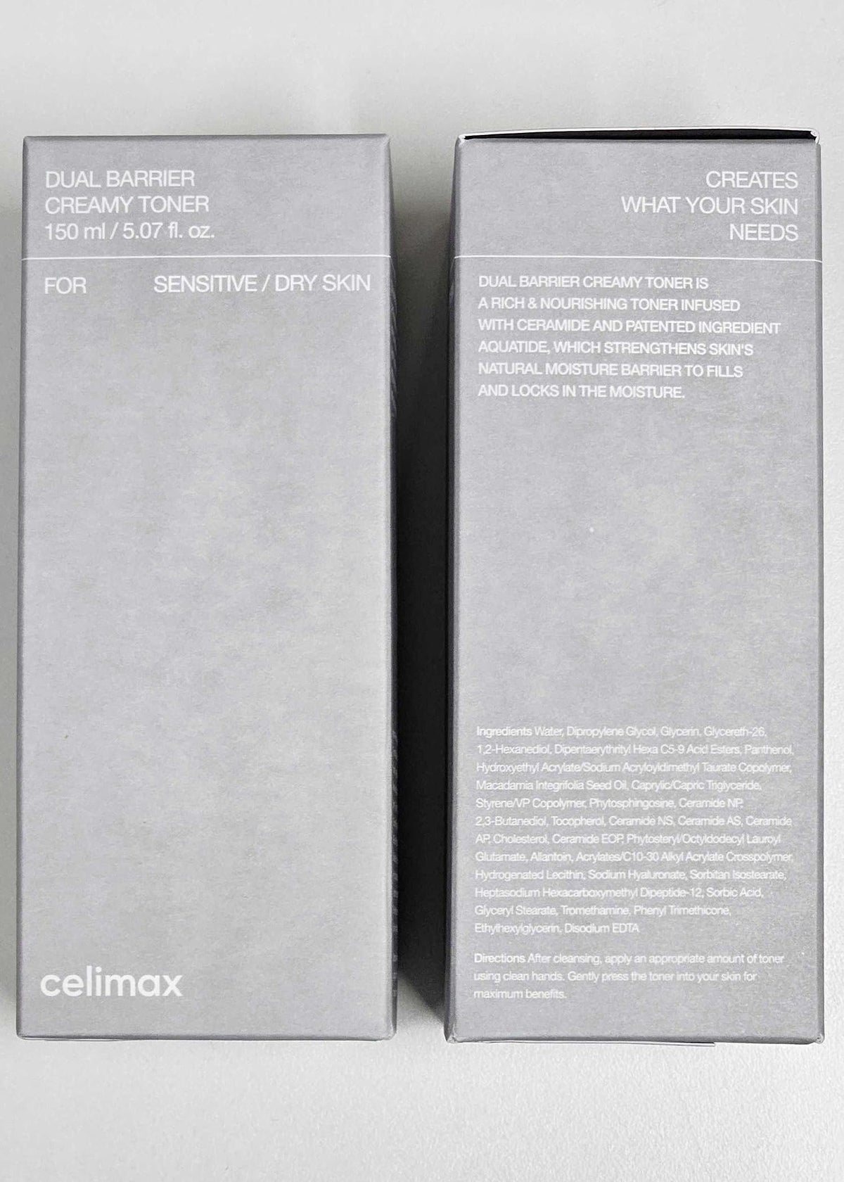 celimax packaging box and bottle conveying premium barrier-care product