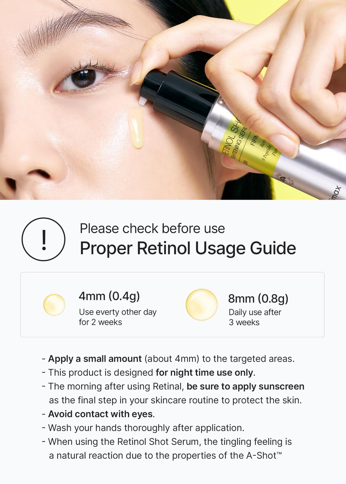 celimax in-hand night application on finger, demonstrates easy evening use