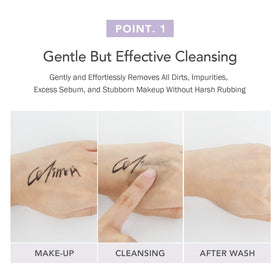 celimax texture on hand illustrating lightweight oil that emulsifies and rinses