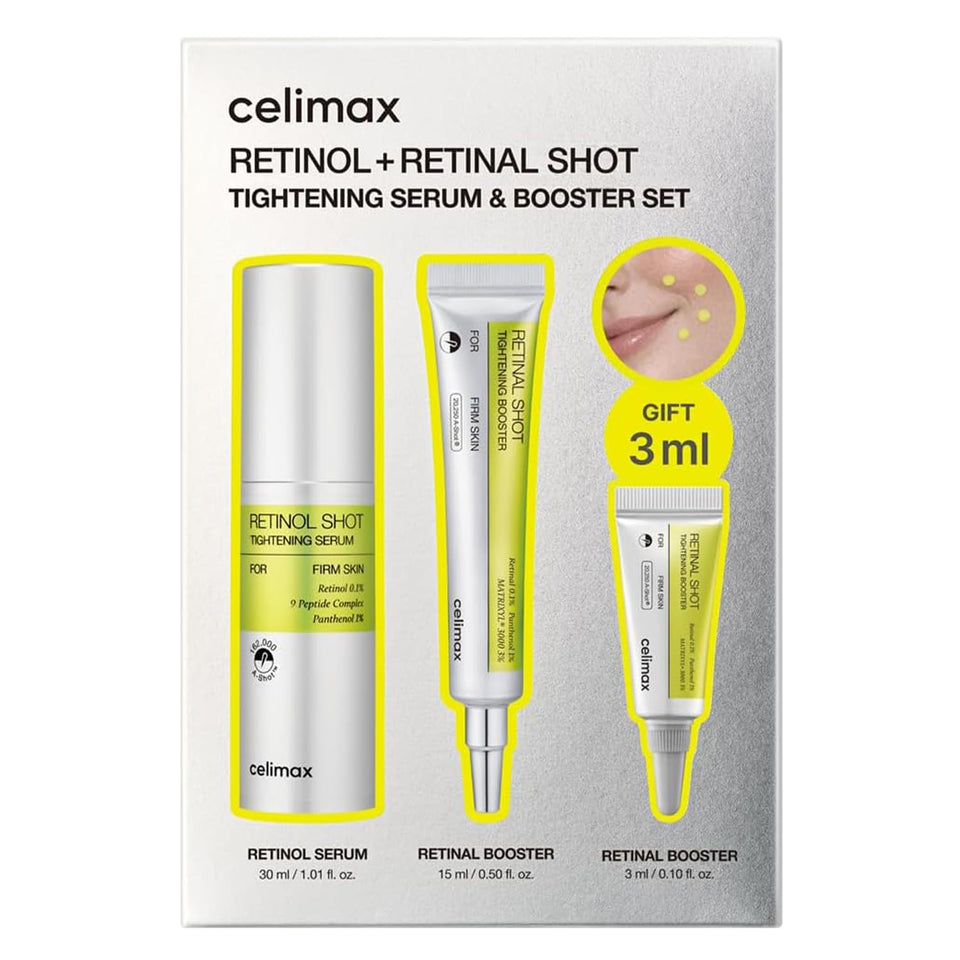 celimax front packaging showing set components and benefits for firmer skin