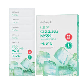 Cell Fusion C front packaging showing five cooling sheet masks and benefits