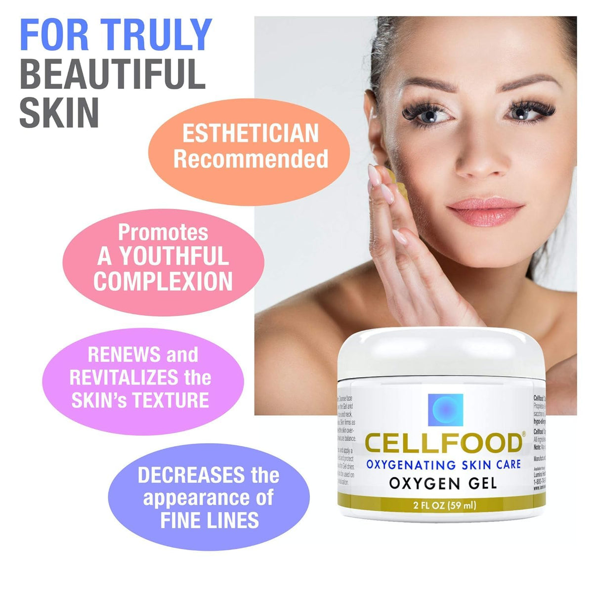 Application of Cellfood oxygen gel on hand illustrating quick absorption and smoothing effect