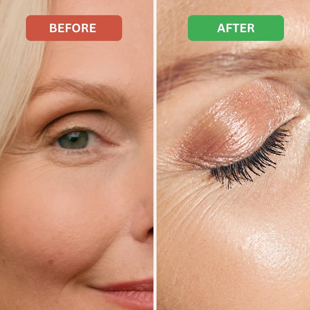 Cellmetics Beauty before and after lashes showing fuller, thicker appearance