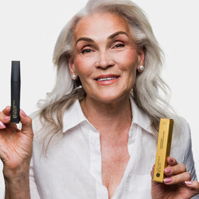 Cellmetics mascara scale and size comparison shows compact, travel-friendly tube