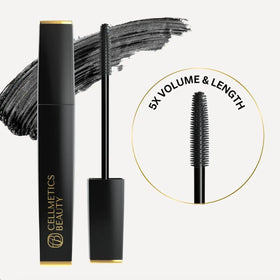 Cellmetics mascara texture swiped displays smooth, non-clumping finish