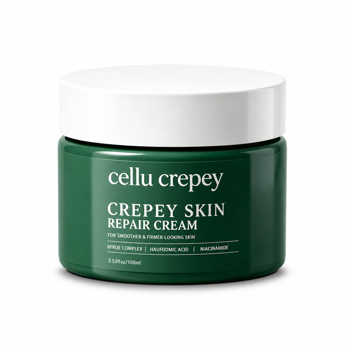 Cellu Crepey front packaging showing jar and product name, communicates clarity and trust