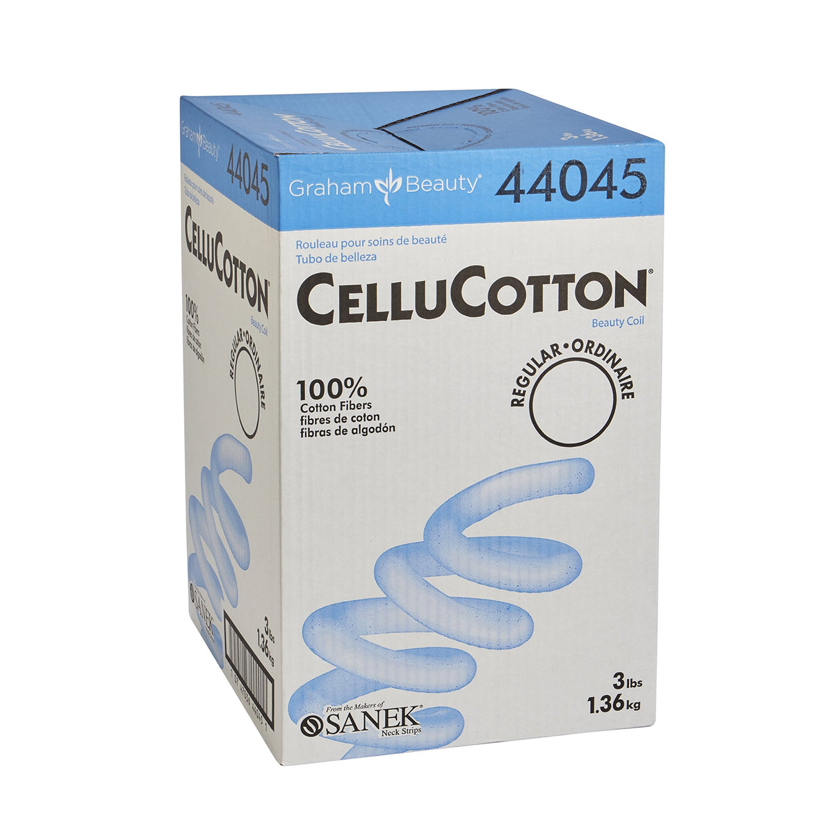 Cellucotton front packaging showing coil in dispensing box for tidy salon use