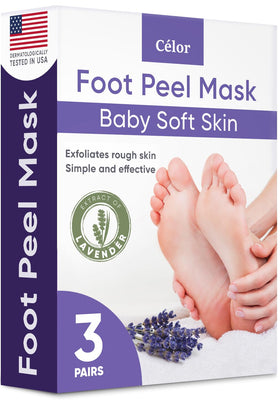 CÉLOR front packaging showing three pairs and lavender scent for easy home pedicures