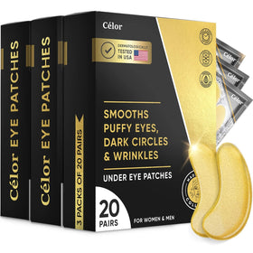 CÉLOR front packaging showing gold eye patches and generous 60 pairs benefit