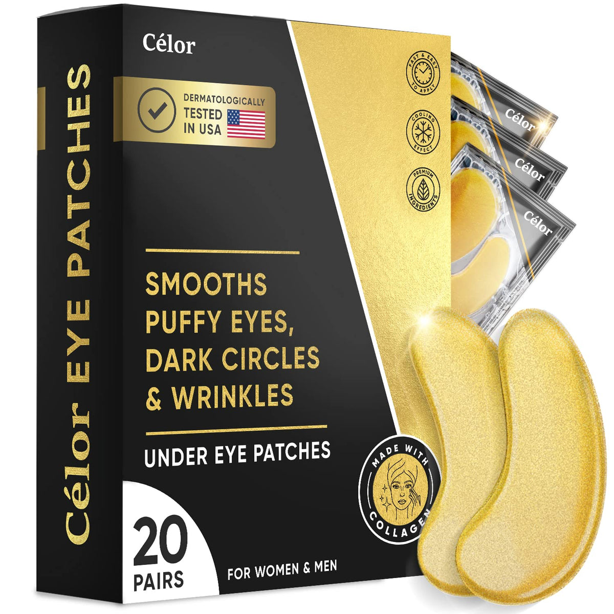 CÉLOR front packaging showing 20 pairs and premium presentation benefits