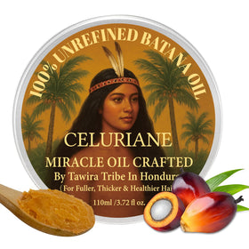 Celuriane bottle front view showing clean label and pure batana oil benefits