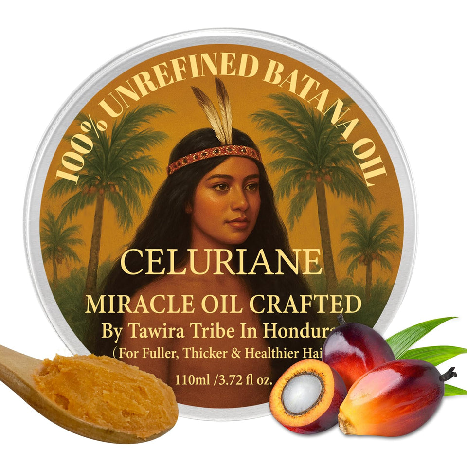 Celuriane bottle front view showing clean label and pure batana oil benefits