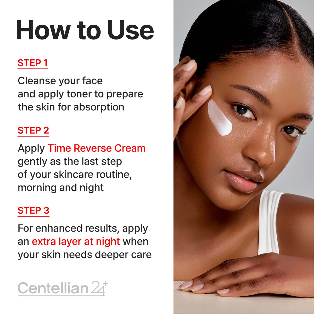 CENTELLIAN 24 cream spread on neck close-up showing firming application benefit