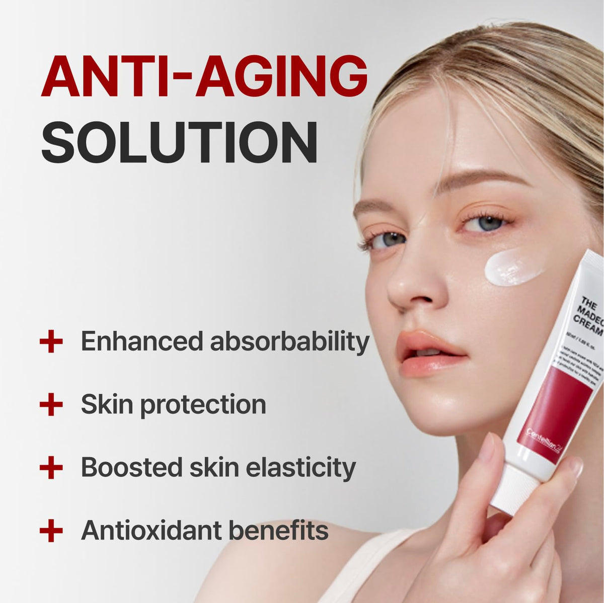 CENTELLIAN 24 cream on hand demonstrating spreadability and lightweight hydration benefit