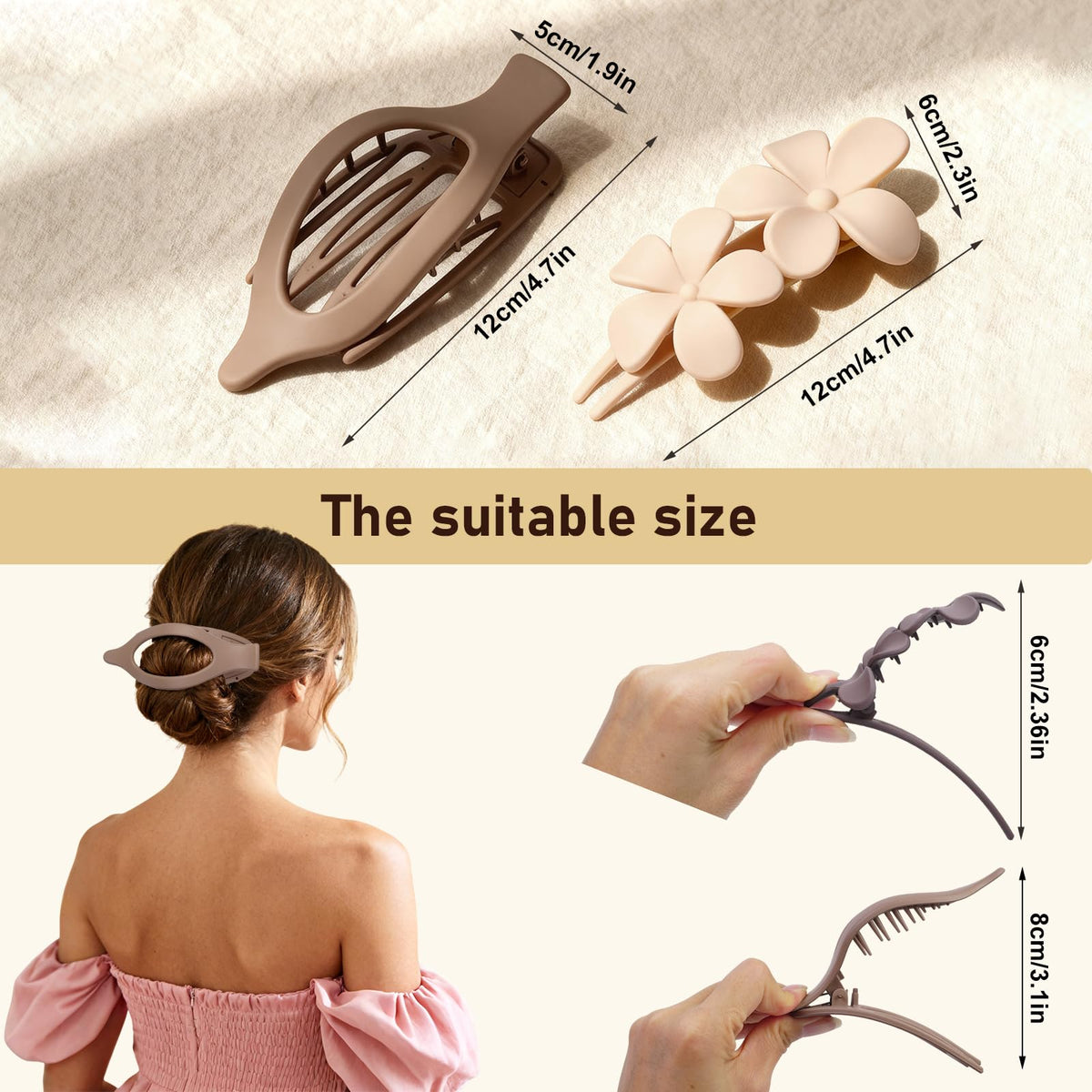 CENTSTAR clips securing a half-up hairstyle for secure, no-pinch hold