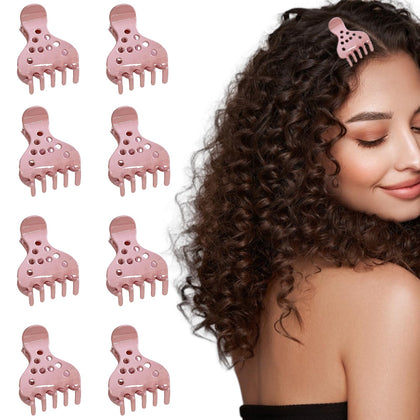 Ceoyiler front view of eight pink root lifting hair clips showing compact kit and easy storage benefit