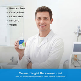 Ceramedx placed on bathroom shelf in routine setting promoting gentle cleansing
