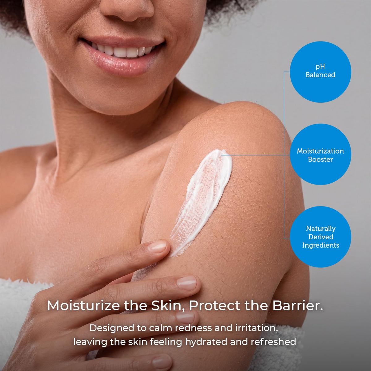 Ceramedx applied to face and neck showing gentle hydration for sensitive skin