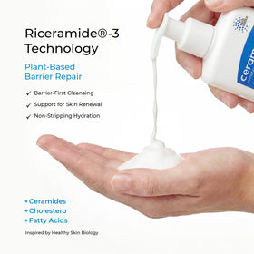 Ceramedx gentle foam texture close-up highlighting soft, non-drying lather