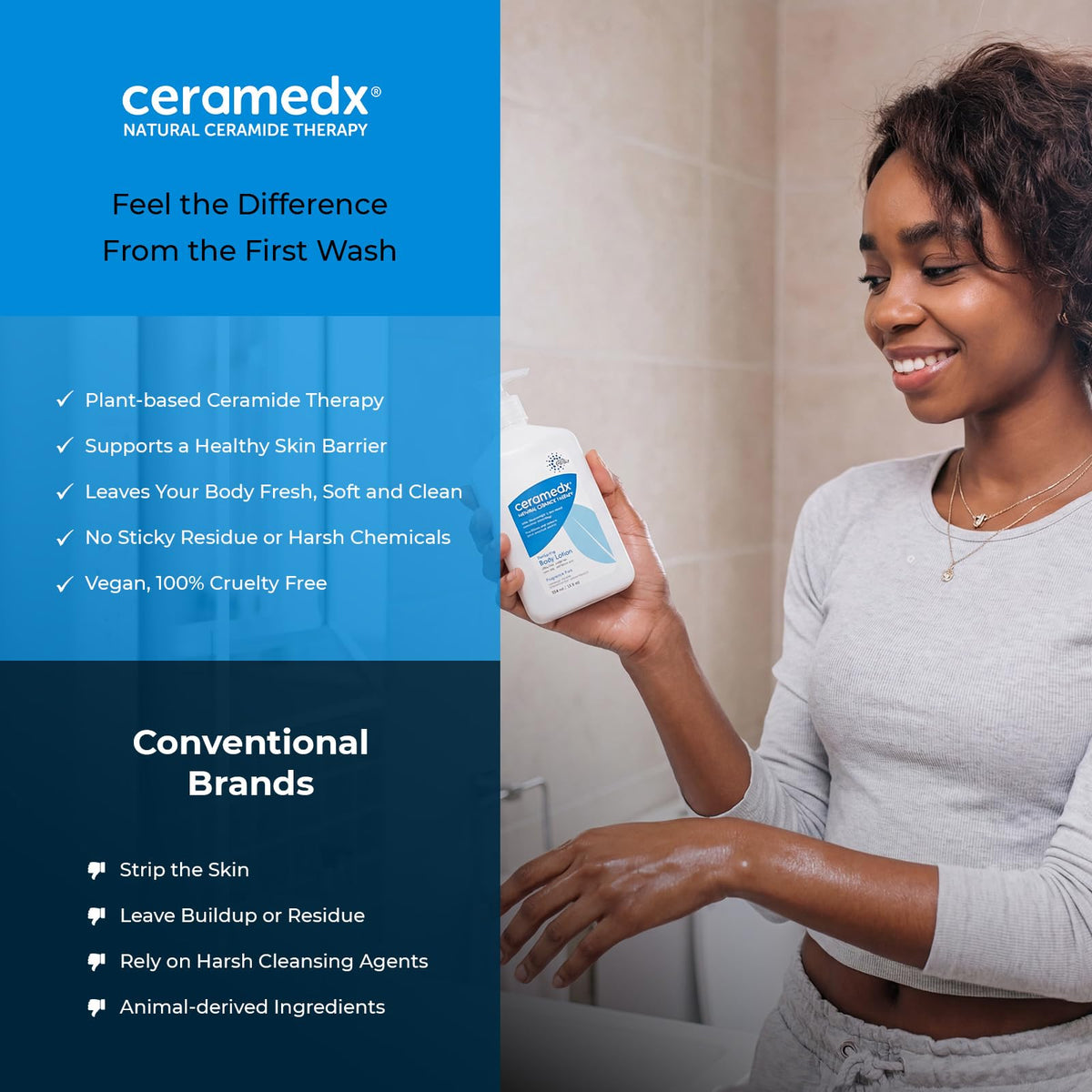 Ceramedx bottle in hand for size reference and convenient daily use benefit