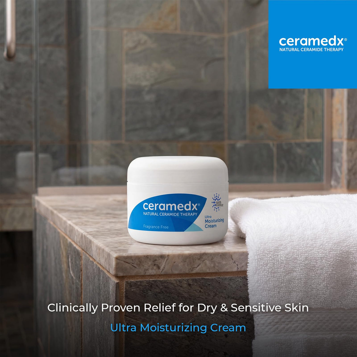Ceramedx cream texture close-up highlighting smooth, non-greasy moisturizing feel